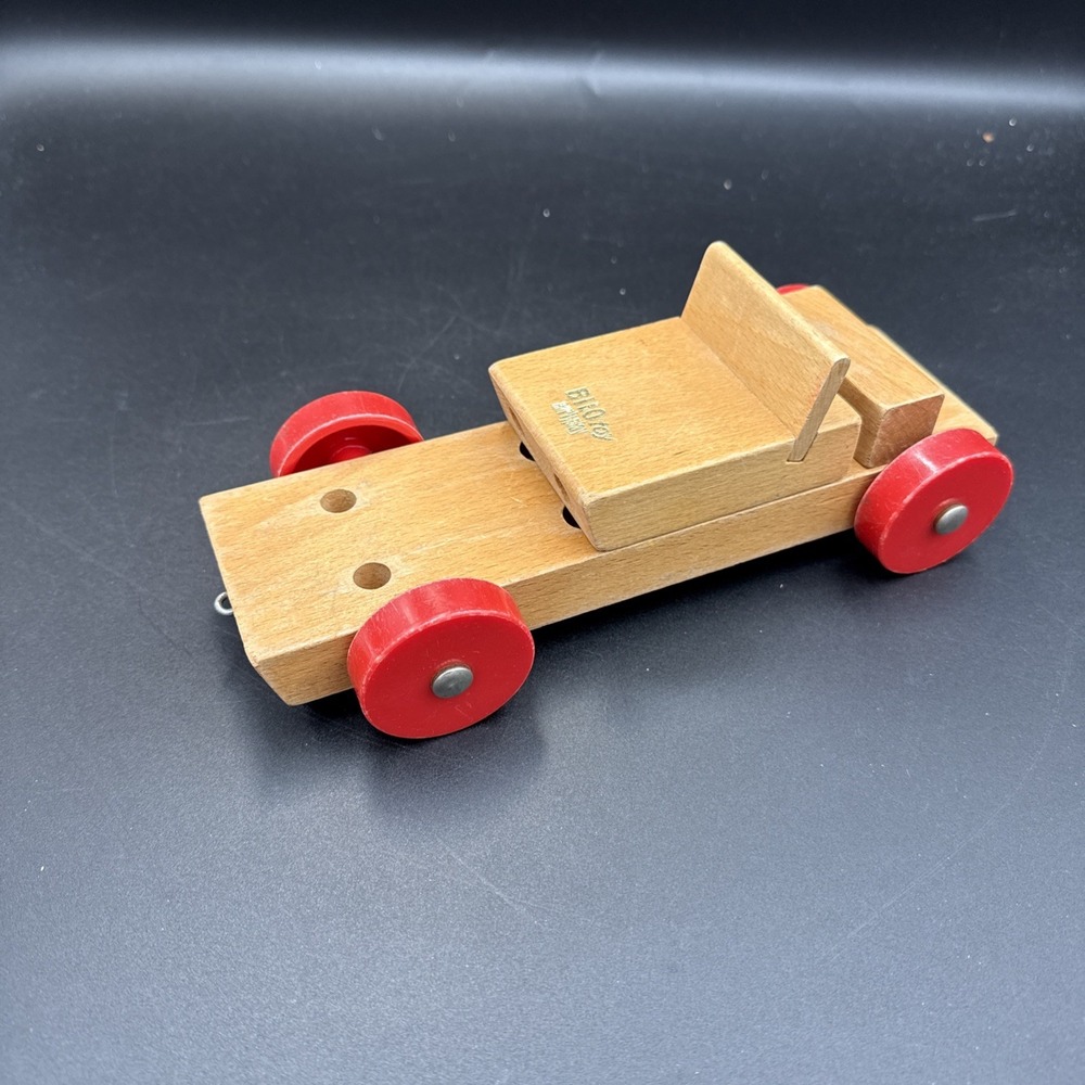 BILOtoy Early Play Wooden Car Wood Red Wheels Vintage